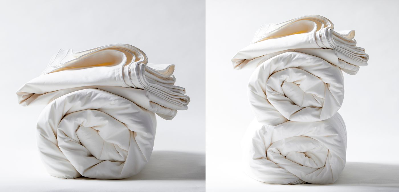KAILU's award-winning Heritage Duvet comes with a single or dual core, allowing you to customize it for your climate and personal sleep style. Insert one for summer, two for winter — no other layers needed
